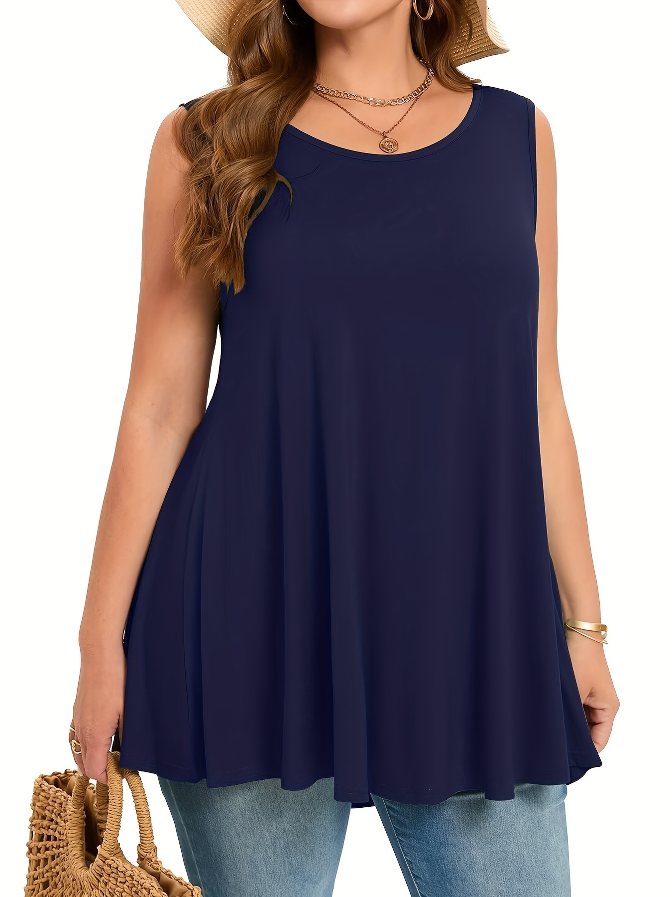 Summer Clothing Styles For Women - Grande taille Simple solide débardeur décontracté