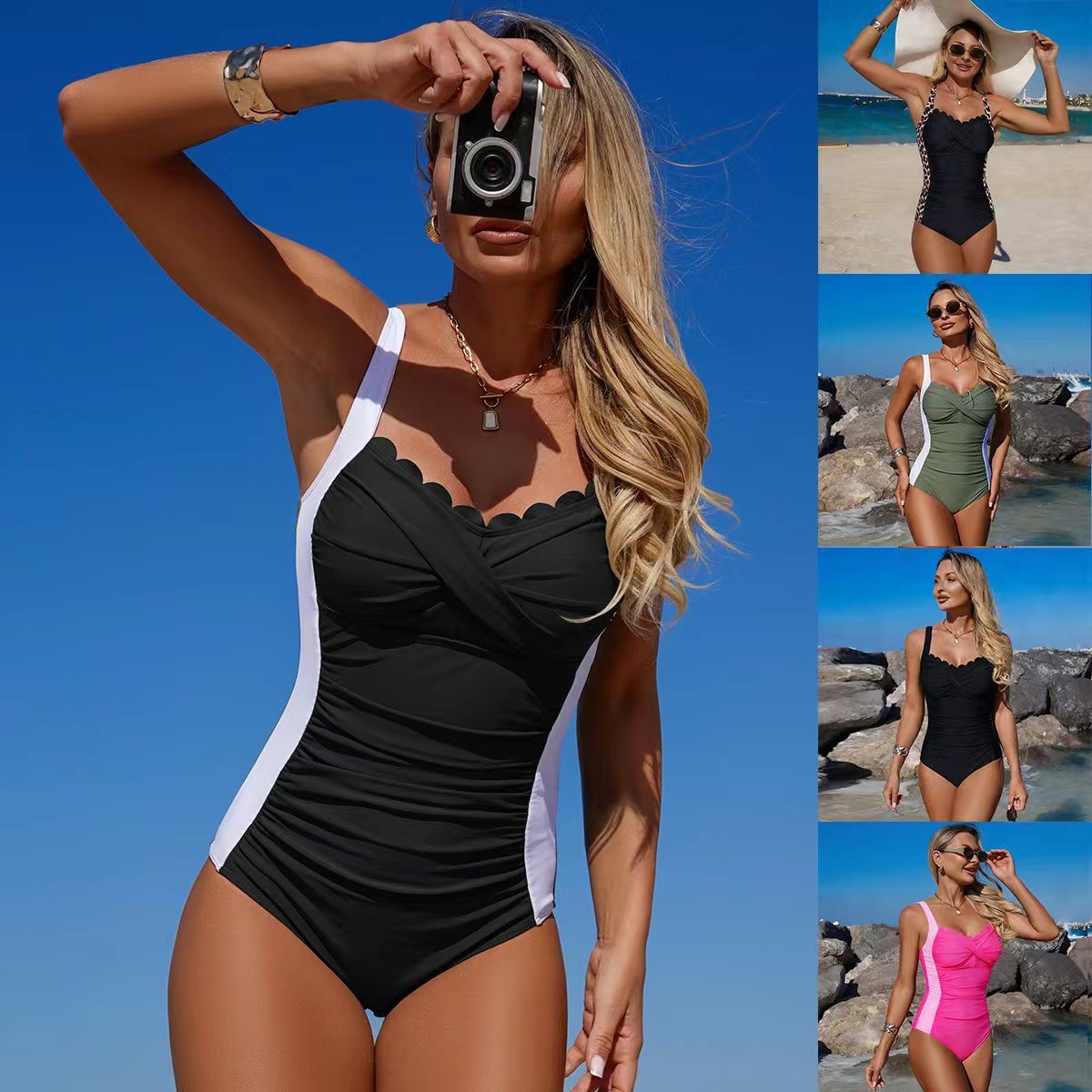 Swimsuit One Piece - Maillot de bain noir à encolure