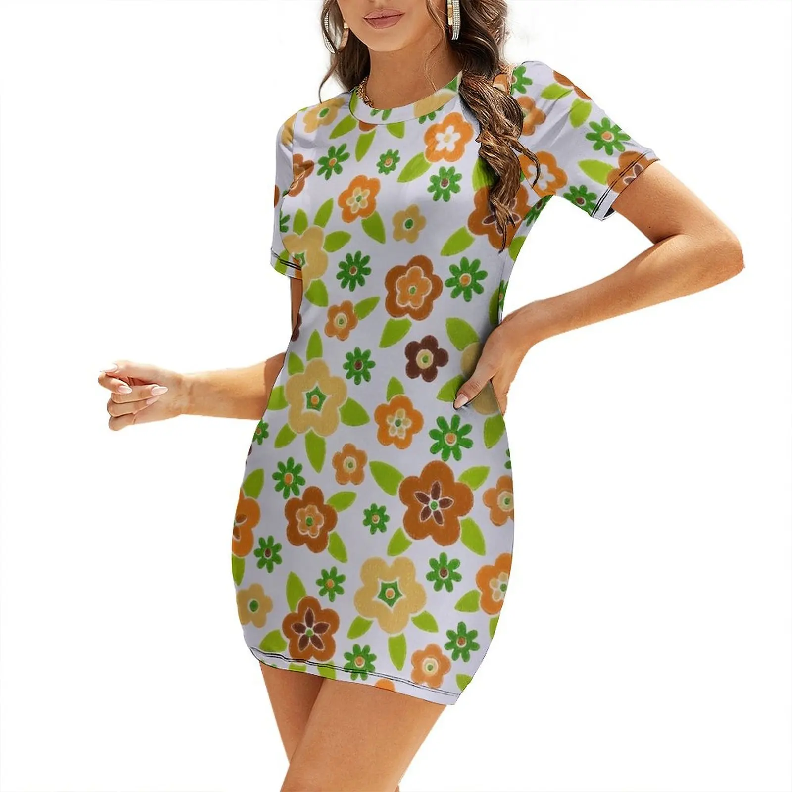Summer Clothing Online - Robe d'anniversaire à manches courtes imprimée
