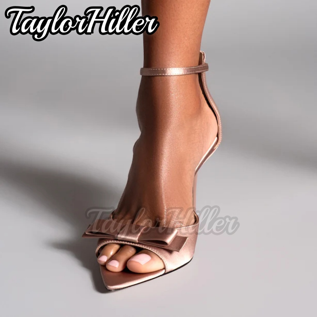 Summer Clothing Offers - Doux rose papillon-noeud talons hauts Satin