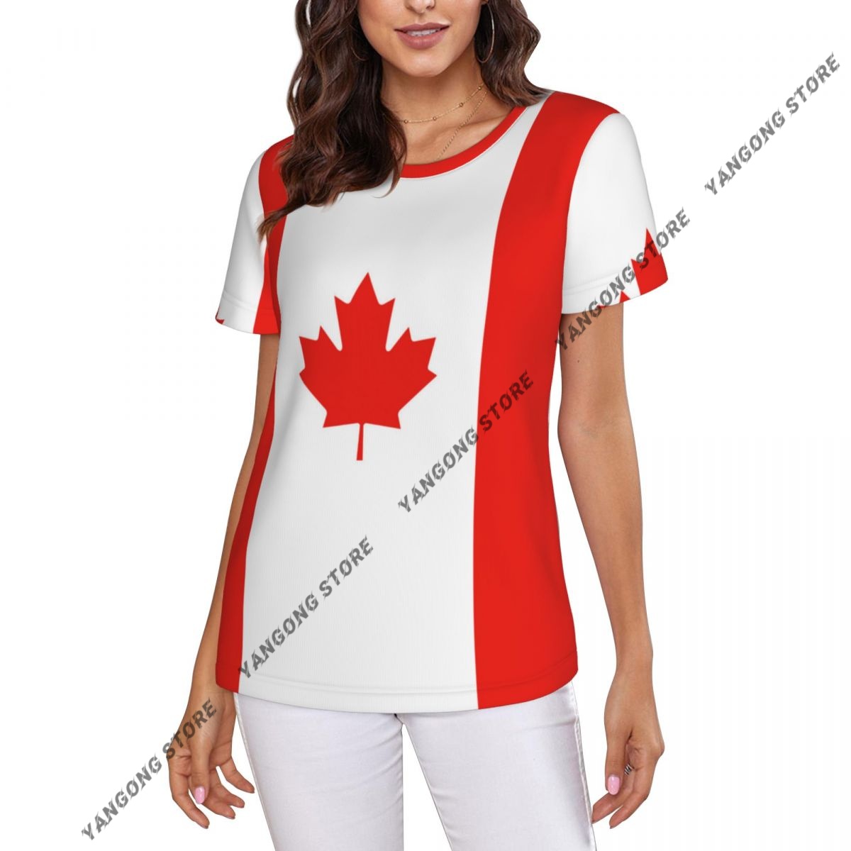 T-shirt femme Canada drapeau c - Summer Clothing Women Canada avis et prix