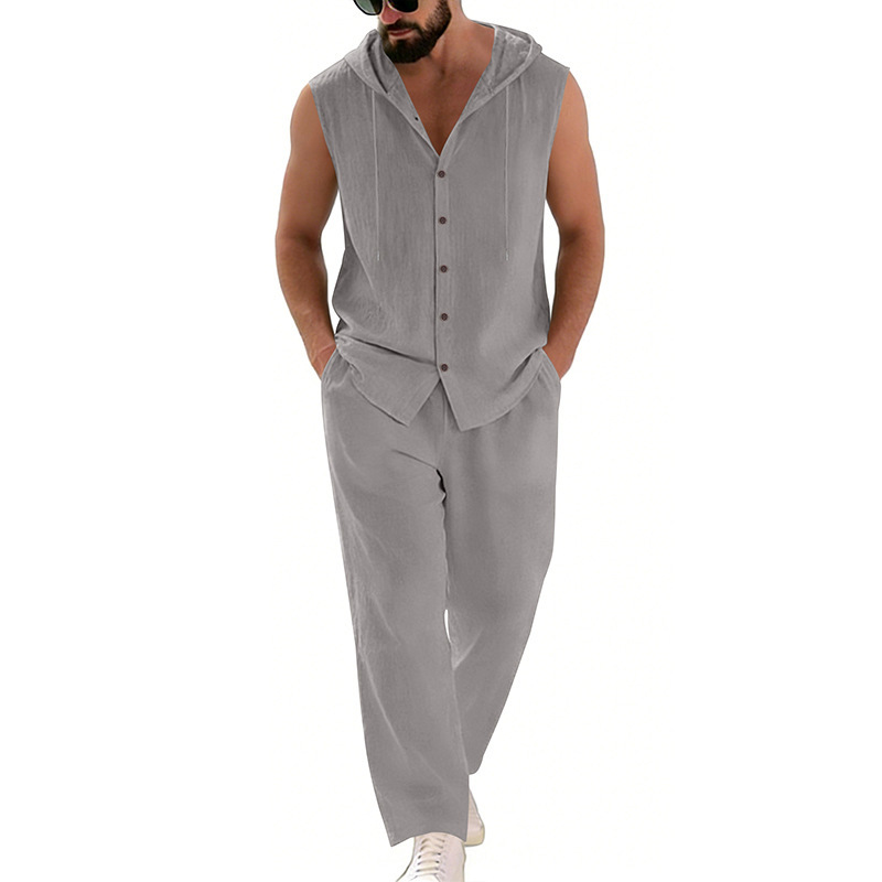 Costume décontracté en lin pou - Summer Clothing Sets Men avis et prix