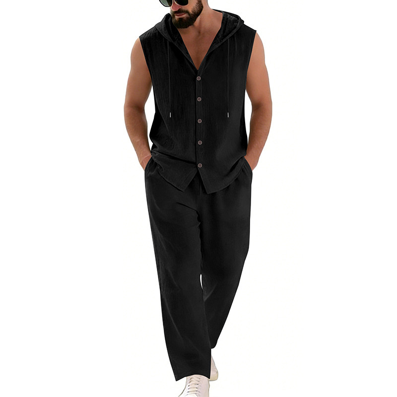 Costume décontracté en lin pou - Summer Clothing Sets Men avis et prix
