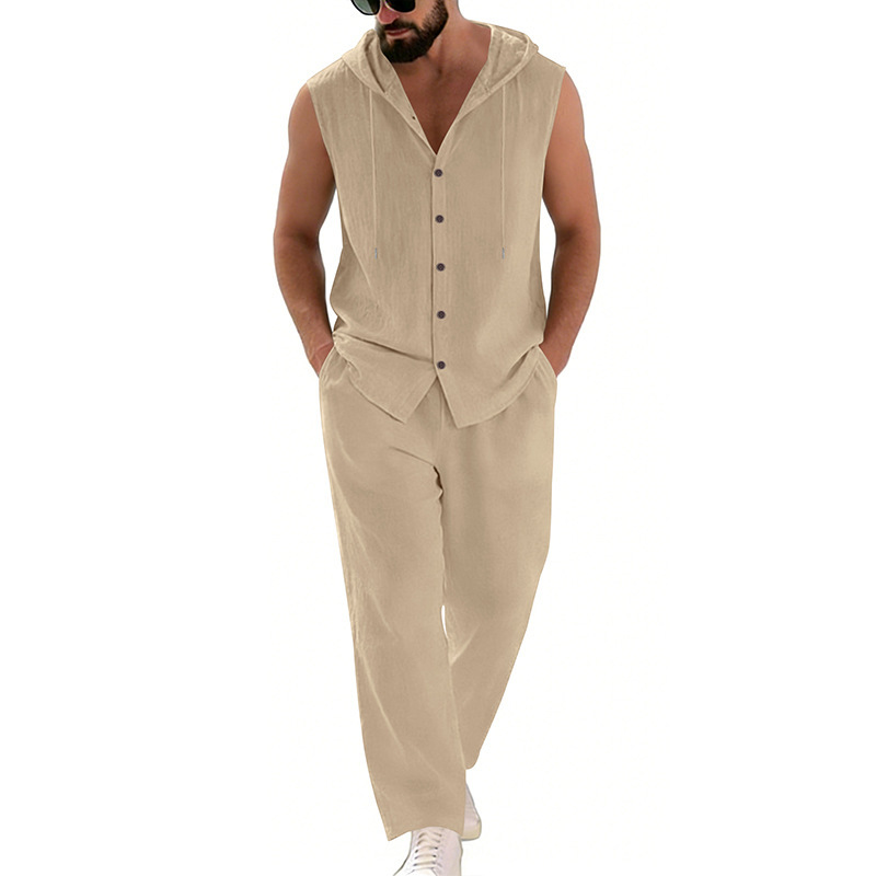 Costume décontracté en lin pou - Summer Clothing Sets Men avis et prix