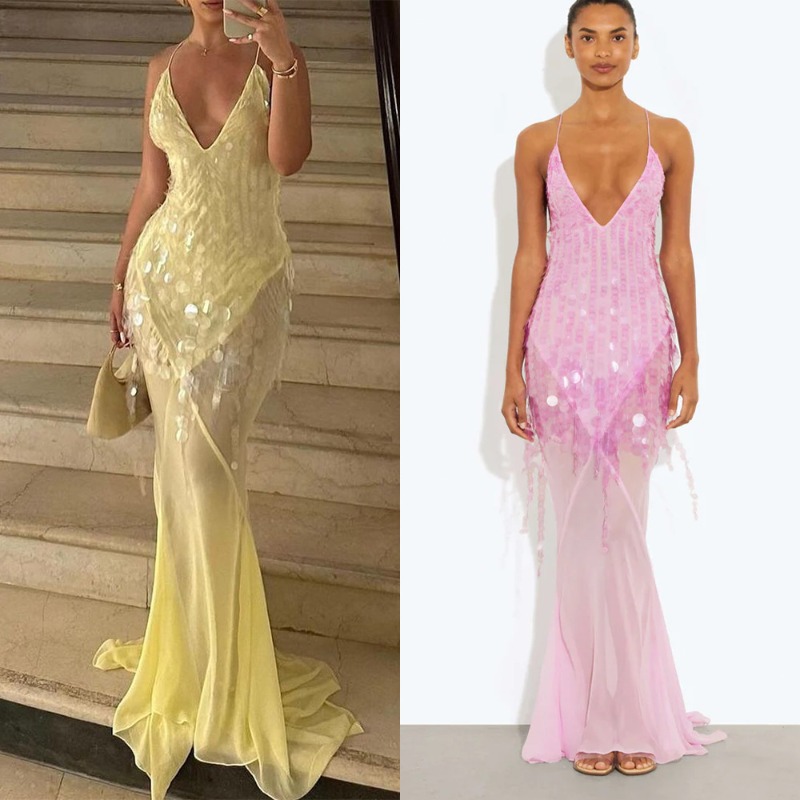 Robe sirène longue à col en V, - Summer Clothing Amazon avis et prix