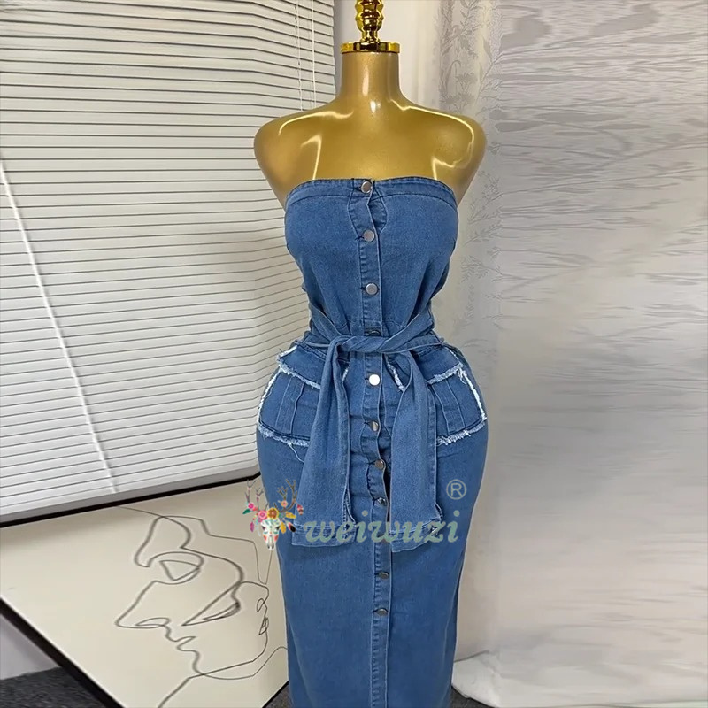 Robe en jean rétro sans bretel - Summer Clothing Juniors avis et prix