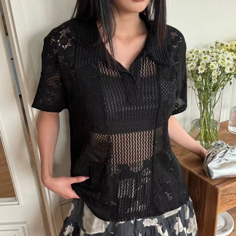 Chemise à col en dentelle rétr - Summer Clothing Online avis et prix