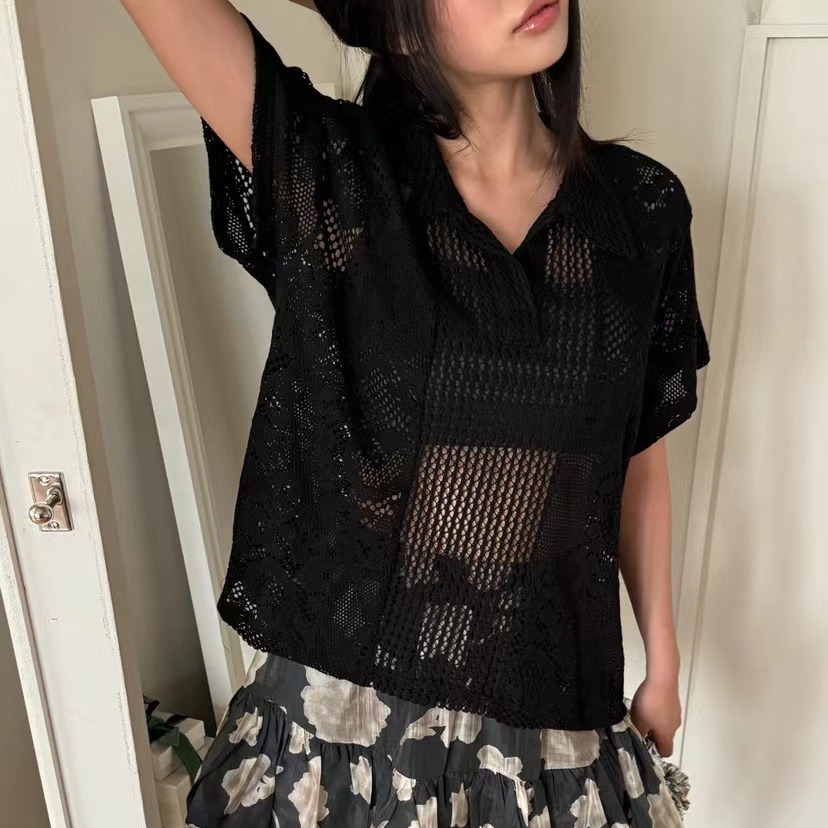 Chemise à col en dentelle rétr - Summer Clothing Online avis et prix